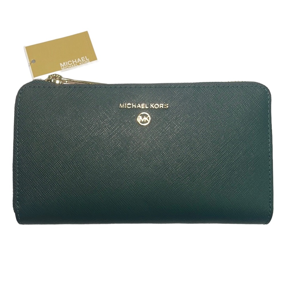 Michael Kors Medium Multi Fold Racing Green Leather Wallet